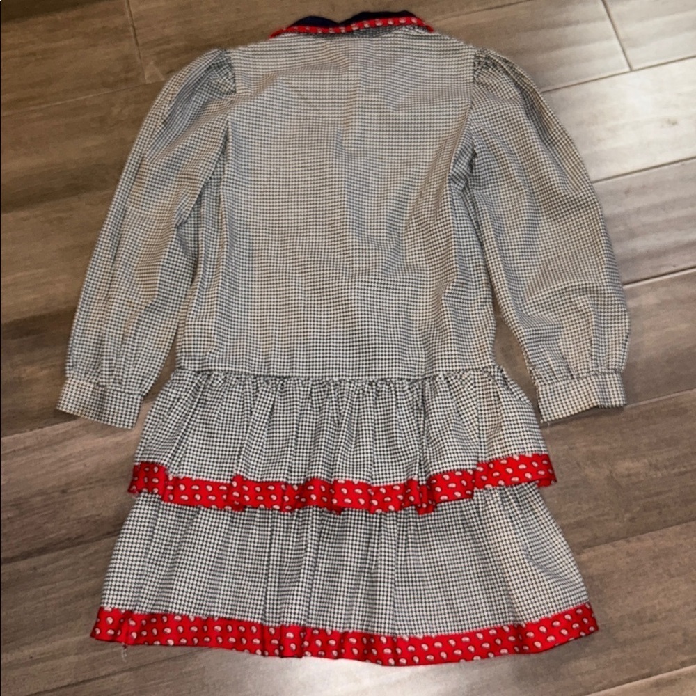 Diane Von Furstenberg Kids Vintage 80s Houndstooth Drop Waist Dress SZ 7 - Picture 5 of 7